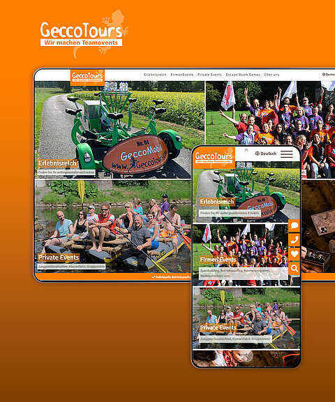 Webdesign & Umsetzung des Webprojekts GeccoTours in Dortmund auf Screen und Smartphone