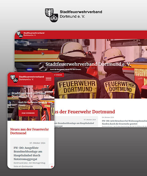Darstellung der Stadtfeuerwehrverband Dortmund Website auf verschiedenen Endgeräten