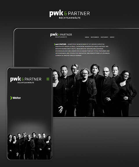 Webumsetzung des Webprojekts pwk&Partner in Dortmund auf diversen mobile Devices