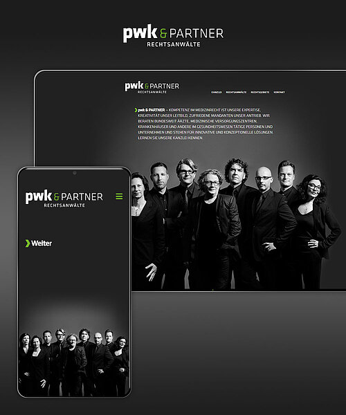 Webumsetzung des Webprojekts pwk&Partner in Dortmund auf diversen mobile Devices