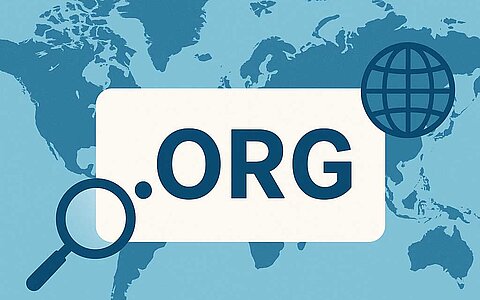 Landkarte mit Symbol-Bild für .org-Domains